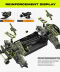 Reinforcement parts display for 1/10 Scale Brushless Beast Mode Fast RC Car For Adults, Off Road Monster Truck, Waterproof 4WD