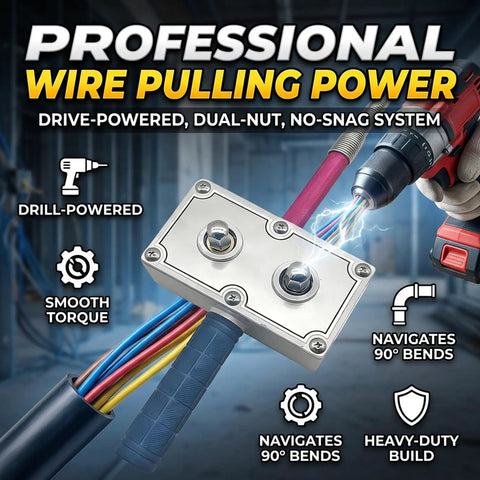 Heavy Duty Electrician Wire Puller Drill Powered Cable Tugger Tool For Conduit Wiring Auto Gripper with dual-nut system for bends