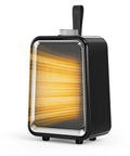 Compact Ceramic Space Heater For Office And Bedroom, 2 Speed Portable Desk Heater with glowing element and black finish