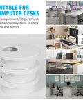 JTemgle 2 Inch White Desk Grommet Cable Hole Cover for desk cord management, shown in home and office settings with computers.
