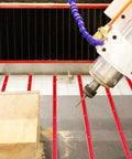 CNC machine using Six Piece Red Aluminum T Track Set For Woodworking With Screws Pro Grade Universal Double Cut Profile T Rail