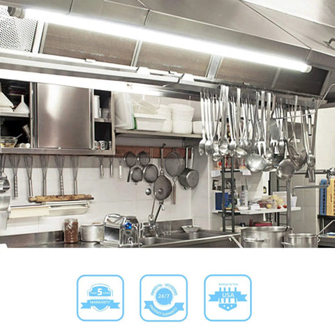 F15T8 LED Replacement Tube Light in kitchen setting, illuminating utensils, 18 Inch 7W 840lm 5000K Daylight, energy-saving
