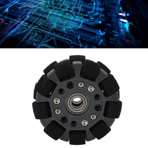 Uxsiya 100mm omnidirectional robot wheel with center bearing and black rubber rollers