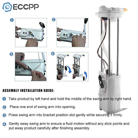 Installation guide and image of Plug And Play Electric Fuel Pump Module Assembly Replacement For Buick Park Avenue LeSabre Oldsmobile Aurora Pontiac Bonneville V6 3.8L V8 4.6L 1999 2000 2001 2002 2003 OEM E3518M