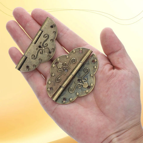 Antique Bronze Butterfly Cabinet Hinges With Mounting Screws For Wood Boxes And Jewelry Boxes, Dope Vintage Charm, Durable Metal For DIY Crafts, 2.75 By 2.12 Inches, Perfect Small Project Upgrade displayed on hand