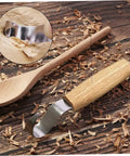 Top Shelf Steel Carving Knife Set Featuring Three Razor Drawknives And Heavy Duty Chisels on wood with shavings, ideal for custom woodwork projects.