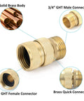 Full Flow Brass Garden Hose Quick Connect Fittings Set Built Heavy Duty With Full Port Brass Construction, showing connectors.