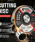 High Performance 10 Pack Of 4.5 Inch Metal Cutting Discs, 3/64 Thick By 7/8 Inch Arbor, Built Tough to slice steel and rebar.