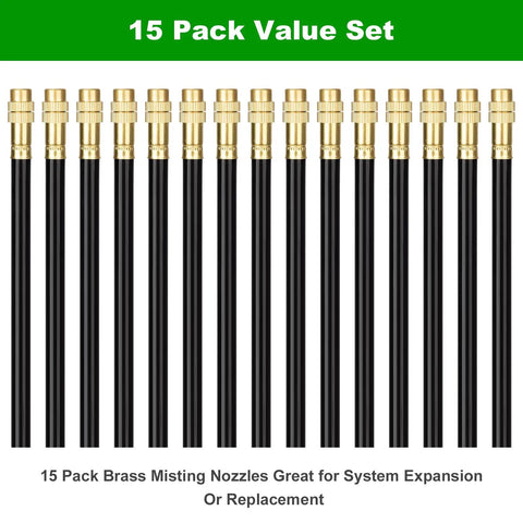Brass Misting Nozzles For Five Sixteenth Inch Drip Irrigation Tubing 360 Degree Adjustable Rotating Sprayers Fifteen Pack
