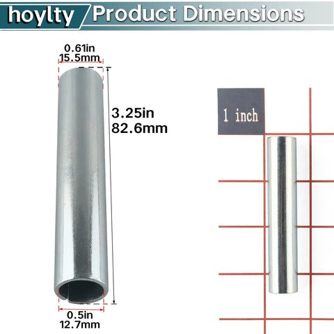 Beefy Steel Wheel Bushing 332, 1/2 In ID By 5/8 In OD, 3 1/4 In Length, Set Of 8 Replacement Parts For Wheel Assemblies, Replaces 215-194 And B1SB332, Heavy Duty CNC Grade Steel, 0.61in x 3.25in