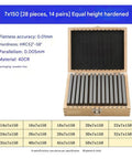 Dead Nuts Straight Jobsite Ready Pro Grade Alloy Steel Parallel Blocks Set 28 Pieces showing 14 pairs in wooden box.