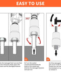 Illustration of using Six Piece Twist Socket Set For Stripped Lug Nuts And Damaged Bolts Wheel Lock Remover Kit