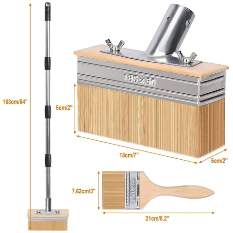 7-Inch Deck Stain Brush Applicator With 60-Inch Long Handle Wide 7 By 2 Inch Brush Head For Fast Even Coverage On Wood Decks Fences Walls And Furniture Great For Oils Stains Coatings And Sealers Durable Synthetic Bristles
