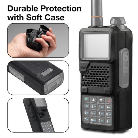 10W Ham Radio Handheld with Long Range VHF UHF Two Way Walkie Talkie in Protective Case
