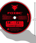 14 Inch Metal Cutting Saw Blade 72 Teeth For Chop Saws Cermet Carbide Up To 5X Longer Life 0.095 Inch Kerf 1 Inch Arbor