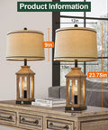 Cozy Farmhouse Style Table Lamp With Dual USB Ports And Night Light 3 Way Dimmable Touch Control Vintage Modern Glow 23.75 Inch