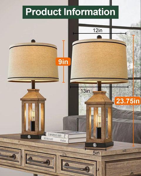 Cozy Farmhouse Style Table Lamp With Dual USB Ports And Night Light 3 Way Dimmable Touch Control Vintage Modern Glow 23.75 Inch