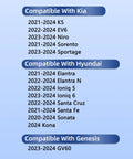 Compatibility list for Activated Carbon Cabin Air Filter for Kia Hyundai Genesis models 2020-2024 including K5 EV6 GV60.