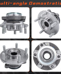 Front Wheel Hub And Bearing Assembly For Nissan Rogue 2008 To 2013 And 2014 To 2015 Rogue Select Plus 2007 To 2012 Sentra 5 Lug With ABS Pair Beefed Up Wheel Bearing Kit For Front Axle Easy Install Sealed Grease For Built To Last in multi-angle view