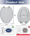Elongated Retro backgrounds Toilet Seat size dimensions chart showing measurements of 18.5 inches elongated design.