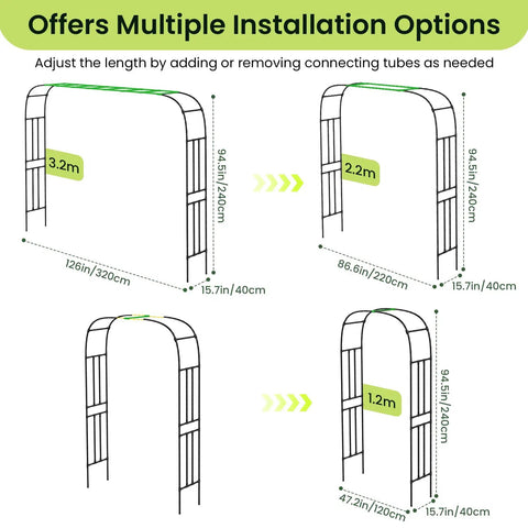 Versatile Garden Arch Trellis 126 By 94.5 Inches, Rust-Proof PE Coated Metal, adjustable sizes for climbing plants and outdoor decor