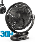 All Day Cool On The Go Clip On Fan With 10000mAh Battery 8 Inch Blade USB Powered Four Speed Settings Strong Airflow Sturdy Clamp