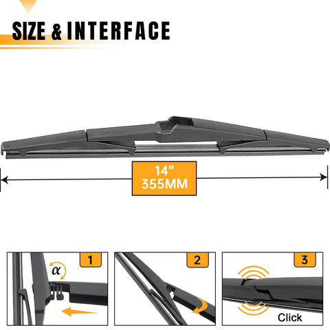 14 Inch Rear Wiper Blade Replacement For Jeep Cherokee Mazda CX 5 CX 9 Chrysler Pacifica Hyundai Tucson Santa Fe Lexus RX 350 Rear OEM Style