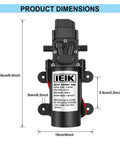 Beefy 12V Diaphragm Water Pump For Sprayers And RVs Self Priming 116 PSI 5 LPM 1.35 GPM Flow dimensions diagram