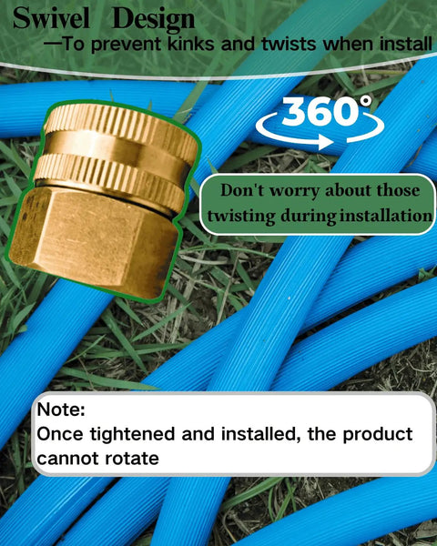 3/4 NPT To Garden Hose Adapter Swivel Connector Brass 3/4 GHT Female To 3/4 NPT Female With Washer No-Fuss Leak-Free Water Hose Fittings For Irrigation And Outdoor Faucets 2 Pack brass swivel adapter with 360-degree design