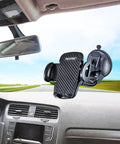Heavy Duty Car Phone Mount With Grip Tight 3 Inch Sticky Gel Suction Cup Hella Secure Locking Lever For Dashboard Or Windshield, secured to windshield.
