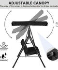 3-Seat Patio Swing Chair With Adjustable Canopy And Removable Cushions Outdoor Cozy Glider Lounge For Patio Garden Yard Porch Weatherproof Frame Sturdy Steel Construction Black