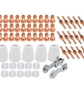 Plasma Cutter Consumables Kit For PT31 Torch With Roller Guide Includes Extended Nozzles Electrodes Swirl Rings And Accessories