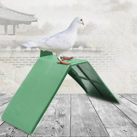 10-Piece Plastic Dove Rest Stands With Anti-Skid And Heat-Resistant Design, Green Pigeon Perch with a Dove Standing on Top