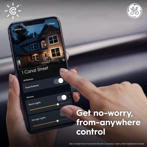 Cync Smart LED Bulbs With Color Changing Lights Bluetooth And WiFi Control app interface on smartphone controlling home lights