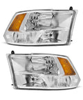 Dodge Ram Headlight Assembly Replacement For 2010 To 2018 Ram 1500 2500 3500 Chrome Housing Amber Reflector OE Fitment