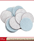 Kick Up Some Dust With These 1 Inch White Dry Sanding Discs Featuring Hook And Loop Backing For Easy Swapping Across 50 Pieces Ranging From 60 Grit Rough Grinding To 1000 Grit Smooth Finishing Perfect For Any DIY Or Pro Project Needing Serious Grip And - Close-up of assorted 1 inch sanding discs.
