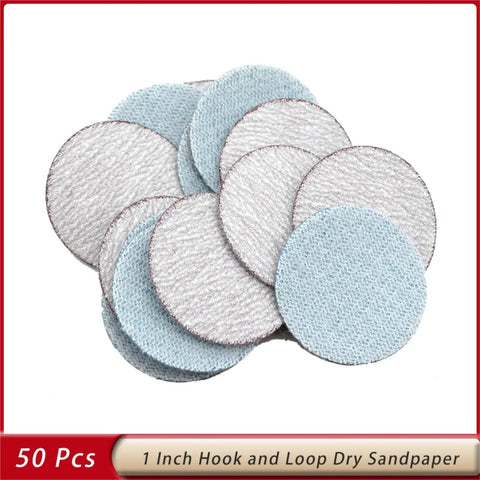 Kick Up Some Dust With These 1 Inch White Dry Sanding Discs Featuring Hook And Loop Backing For Easy Swapping Across 50 Pieces Ranging From 60 Grit Rough Grinding To 1000 Grit Smooth Finishing Perfect For Any DIY Or Pro Project Needing Serious Grip And - Close-up of assorted 1 inch sanding discs.