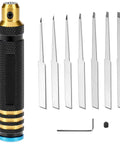 Hardcore Tungsten Steel Scribing Chisel Set Featuring Seven Ultra Slick Blades Spanning Point One To Two Millimeters With Dead On Accuracy For Smooth Resin And Scale Model Detail Crafting.