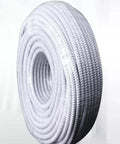 Tough Flexible Conduit, Heavy Duty Galvanized Steel Core With Durable PVC Shield, Badass Flame Resistant Corrugated Hose For Indoor Outdoor Wiring, 328 Foot Roll displayed in a coiled form.