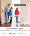 A family using 3 Way WiFi Smart Light Switches 4 Pack With 2.4GHz Connectivity for voice-activated lighting control.