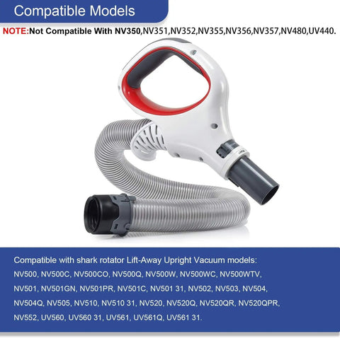 Beefed Up Replacement Rotator Hose Handle For Lift Away Vacuum Series NV500 NV501 NV502 NV503 NV504 NV505 NV510 NV520 NV552 UV560 Pro Complete Compatibility showing hose and handle