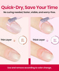 Application of Colored Liquid Latex For Nails Peel Off Barrier 15ml showing thin and thick layers drying times.
