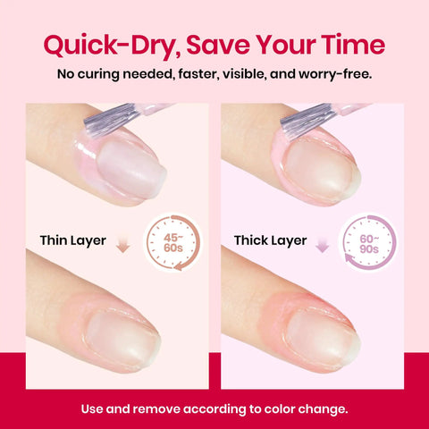 Application of Colored Liquid Latex For Nails Peel Off Barrier 15ml showing thin and thick layers drying times.