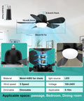 Socket Fan Light 20 Inch Ceiling Fan With Lights, 5 Speed, E26 E27 Base, Dimmable 3000K to 6500K, 3 Color Temperatures, diagram view