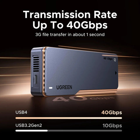 Top Shelf M2 Nvme Ssd Enclosure Harnessing 40Gbps Dual Chip Brains And Brushed Aluminum Frame on display with USB4 connectivity.