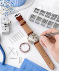 360-Piece Watch Band Link Cotter Pins Set For 6-23mm Straps, DIY Repair Kit With 18 Sizes (20 Pins Each), Easy Quick Band Fixes For Most Watches, Replacement Pins For Leather, Metal, And Rubber Straps. Watch repair kit with 360 stainless steel cotter pins, leather strap, and tools