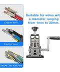 Heavy Duty Manual Electric Wire Stripping Machine For Scrap Copper Cable Peeling 1 To 20mm with wire types displayed.