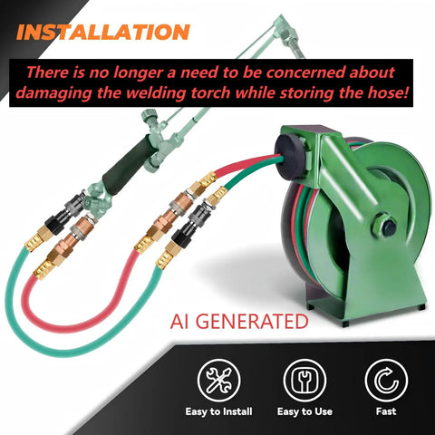 Oxy Acetylene Torch Quick Connect Fittings Fit Nine Sixteenths Inch B UNF Threads with welding hose reel installation