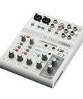White 6 Channel Live Streaming Mixer With USB Audio Interface Loopback DSP Effects Dual Phantom Mic Preamps AG Controller