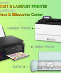 HTVRONT heat transfer paper for dark T-shirts, 25 sheets, 8.5x11 in; for inkjet & laser printers, cutter shown.